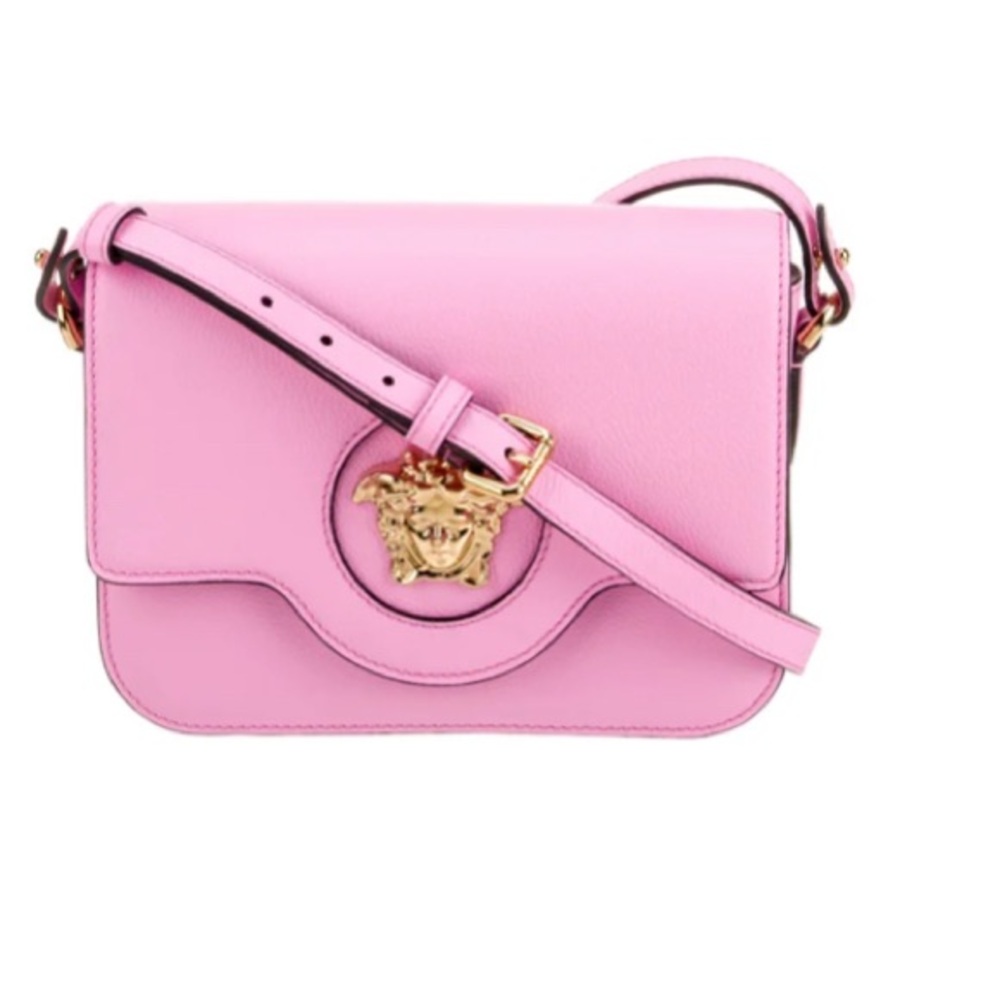 Versace Pink Crossbody Bag with Gold Medusa Accent.Brand New.